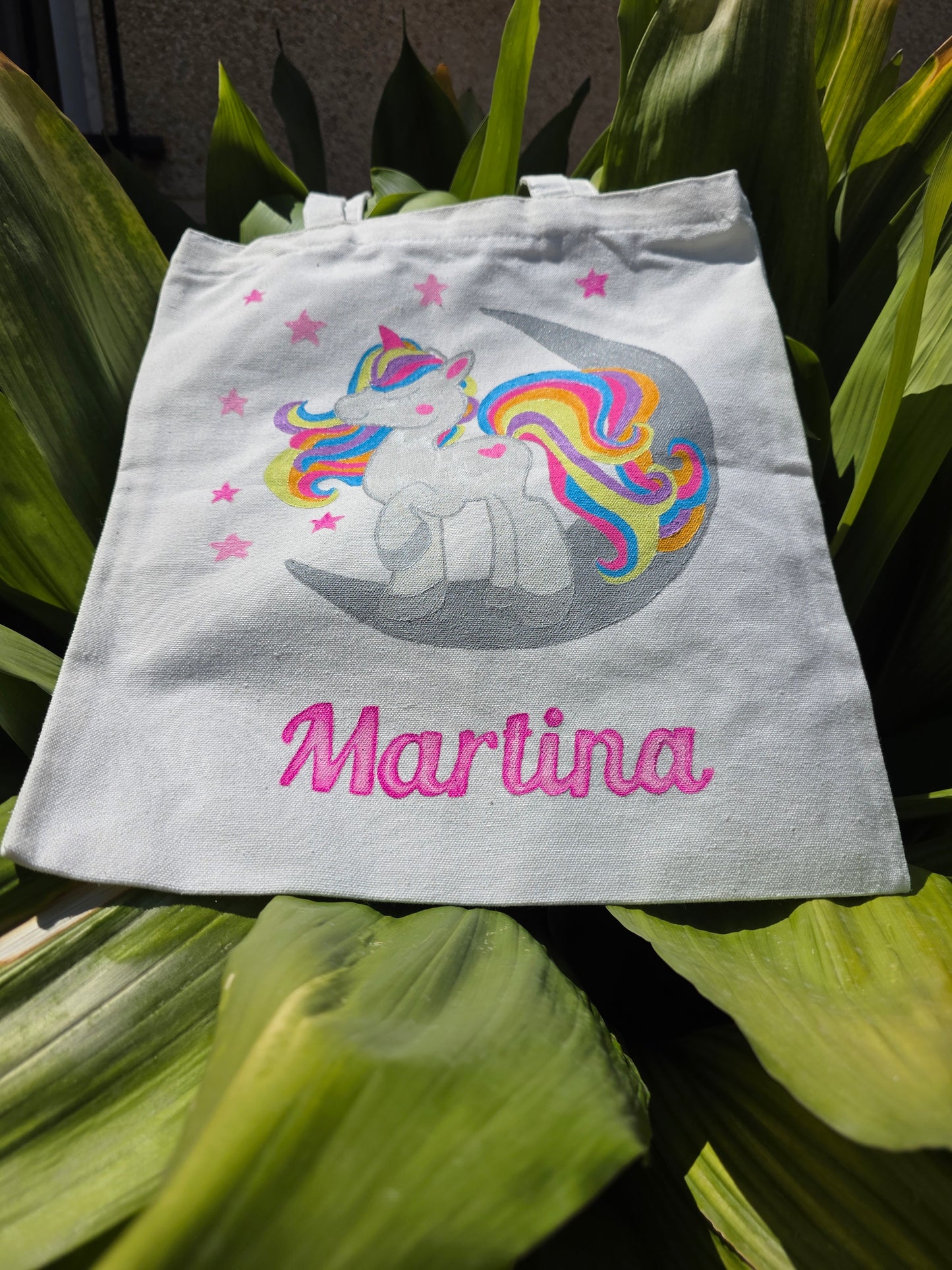 Tote Bag de Unicornio Pintada a Mano – Bolsa de Algodón Ecológica y Reutilizable