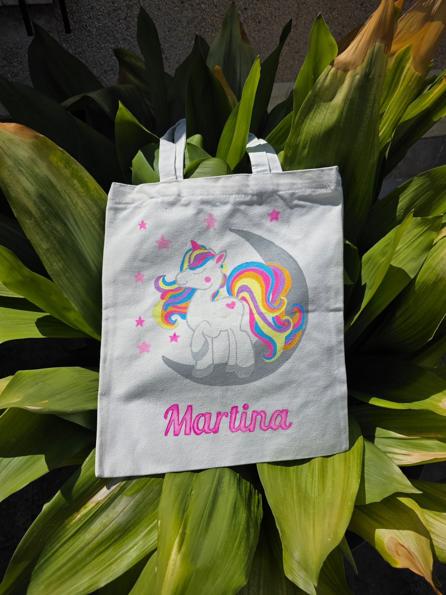 Tote Bag de Unicornio Pintada a Mano – Bolsa de Algodón Ecológica y Reutilizable