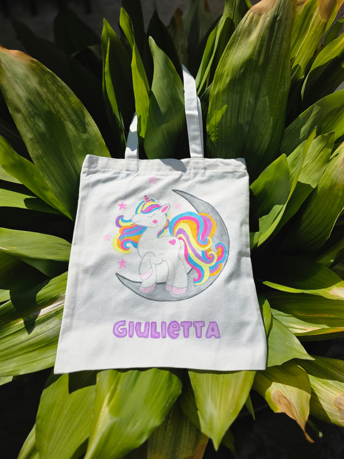Tote Bag de Unicornio Pintada a Mano – Bolsa de Algodón Ecológica y Reutilizable