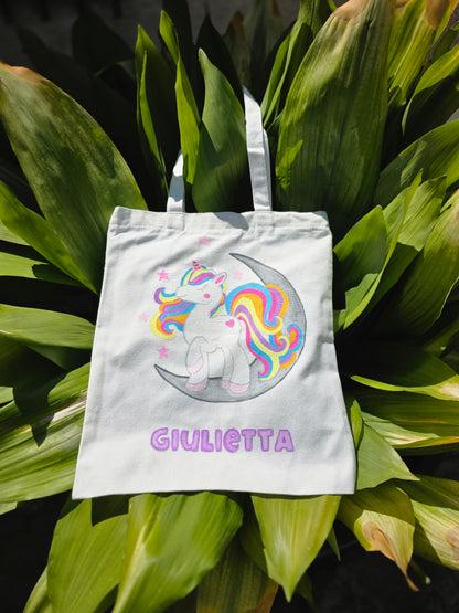 Tote Bag de Unicornio Pintada a Mano – Bolsa de Algodón Ecológica y Reutilizable